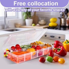 AIERSA Snack Box Container for Adults-12 Compartments,Adjustable Divided Snackle Box,Bento Box Accessories with 60 Labels,Snack Boxes for Travel,Work,Clear (2 Pack)