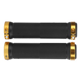 Alomejor 1 Pair Bicycle Handlebar Grips Lightweight Rubber Handlebar Cover for MTB Non-Slip Foam Handlebar Cover with Plug (Gold)