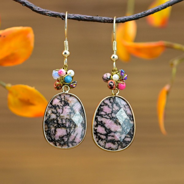 Gemstone Earrings, Natural Sea Sediment Jasper Stone Earrings, Healing Anxiety Relief Earrings, Crystal Earings, Gift Earrings, Gift for Her