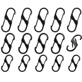JAZOKA 15 Pcs S Small Carabiner Keyring Clip, 3 Sizes Dual Opening Keychain Clip S Ring Locking Carabiner Double Clip Hook