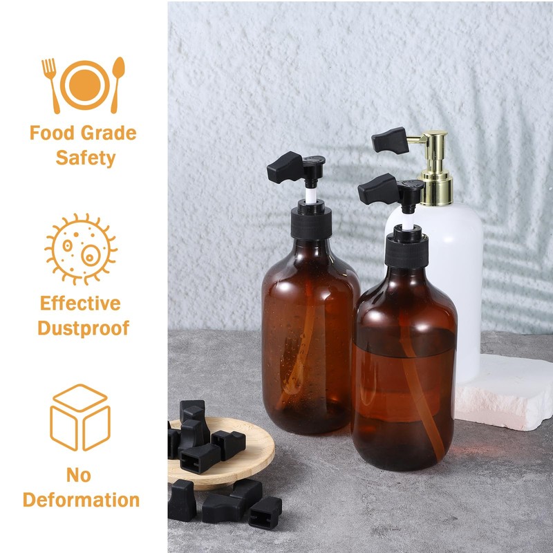 15 Pcs Coffee Syrup Pump Tip Covers, Black Rubber Pump