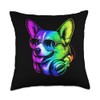 Corgi DJ Headphones Retro Music Dog Lover Throw Pillow