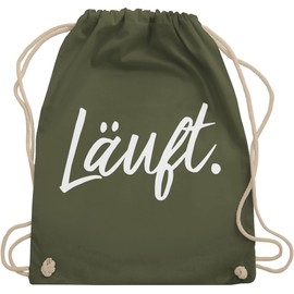 Shirtracer - Gym Bag Backpack - Sayings - Läuft - Statement, 10 Green (Olive Green)