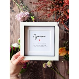 The Little Gem Company - Handmade Mini Box Poem Frame - Grandma - White