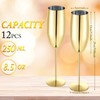 Yinder 12 Pcs Gold Champagne Flutes Bulk 8.5 oz Gold