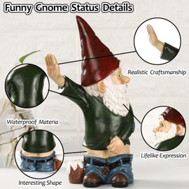 Garden Gnomes Ornaments, Waterproof Funny Resin Garden Statue, Home Decor For Outside Patio Yard Lawn Porch Ornaments, Ideal Christmas Birthday Housewarming Gifts (30 cm)