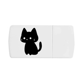 'Minimalist Cat Sitting' Pill Box with Tablet Splitter (PI00031593)
