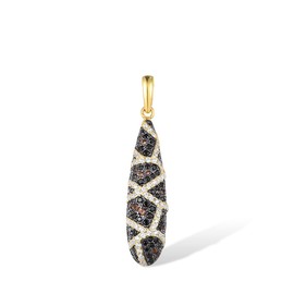 Santuzza 925 Sterling Silver Snakeskin Pattern Black Spinel Pendant Black Plating Cubic Zirconia Pendant for Women
