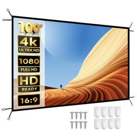 Yaber Projector Screen 4K 16:9 HD Portable Projection Movie Screen Indoor Home Theater Display, Portable Presentation Screen 80"