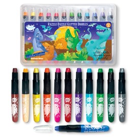 The Piggy Story Glitter Gel Crayons, Set of 12 Crayons in Dinosaur World Design