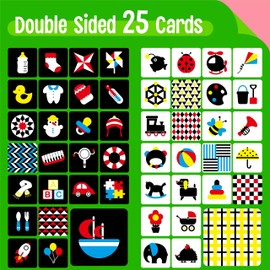 50 Pages Colorful Baby Visual Stimulus Flashcard, 25 PCS High Contrast Color-coded Cards Educational Sensory Toys for Newborn Infant Gift (3-6 Months, 5.5” X 5.5”)