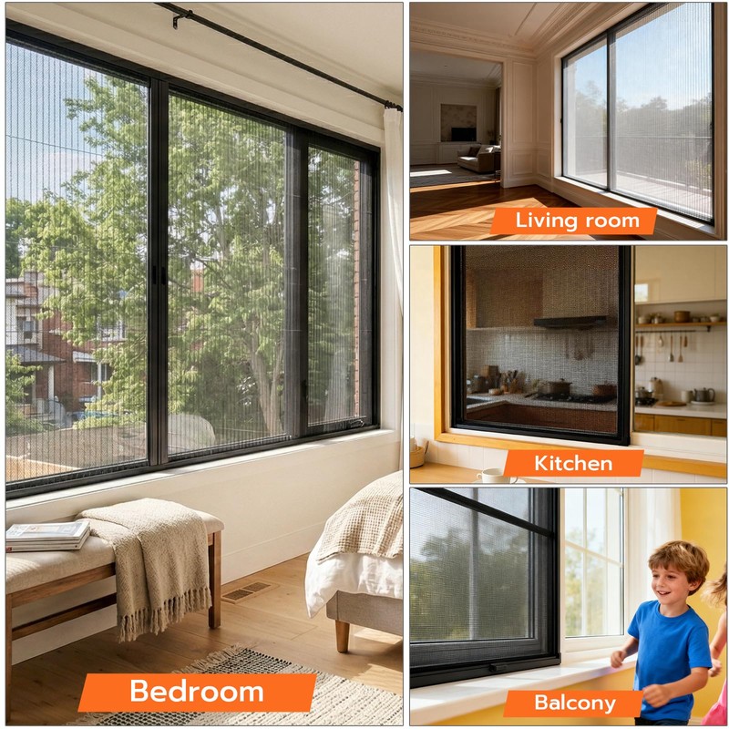 Window Screen Repair Kit, 59"x106" Fiberglass Window Screens for House