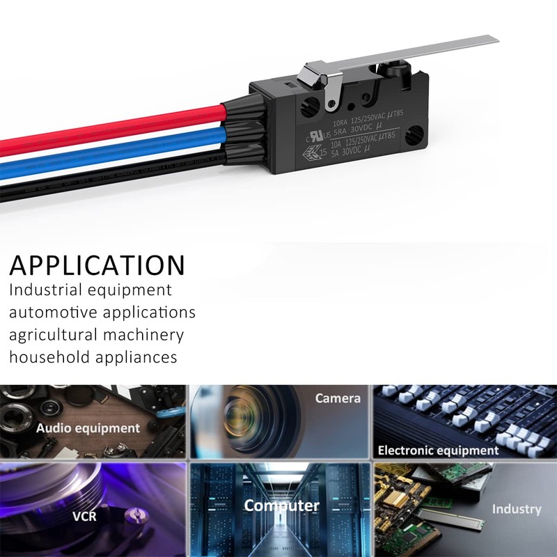 DIYhz Waterproof Micro Switch Long Straight Hinge Lever with Line