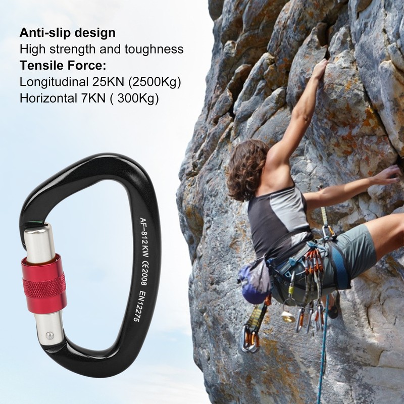 Climbing Carabiner Heavy Duty AntiSlip Design Durable Light Carabiner Clip