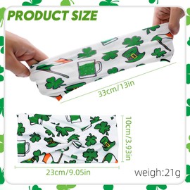 BYETOCE St. Patrick's Day Lucky Clover Knotted Headband Elastic Non Slip Hair Accessories Green Hat Print Headband Workout Sweatband Headwrap Costume Accessories Gift for Women