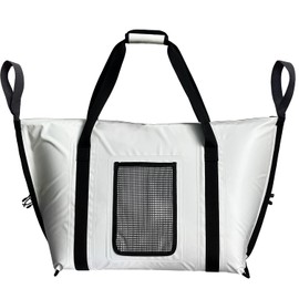 Buffalo Gear Insulated Fish Bag Cooler Flat Bottom-45QT Fishing Cooler Bag Wateroproof Fish Kill Bag (White)