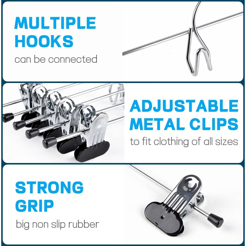Amber Home 20 Pack Heavy Duty Metal Pants Skirt Hangers,