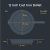 COOKLIFE 12 Inch Lightweight Pre-Seasoned Cast Iron Skillets - Smooth