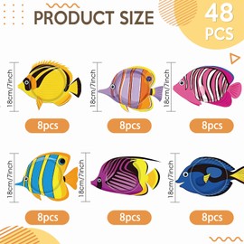 48 Pcs Tropical Fish Decorations Fish Paper Plates Under The Sea Disposable Party Plates Ocean Tropical Disposable Plate for Summer Underwater Theme Birthday Baby Shower Party Supplies