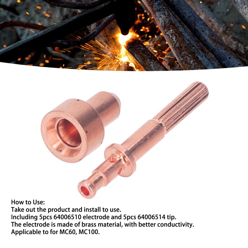 10Pcs Nozzle Electrode Kit Brass 64006510 Electrode 64006514 Nozzle Tip