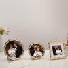 High-End Gold 5x5'' Round Zinc Alloy Picture Frames,Unique Wave Design,Heavy