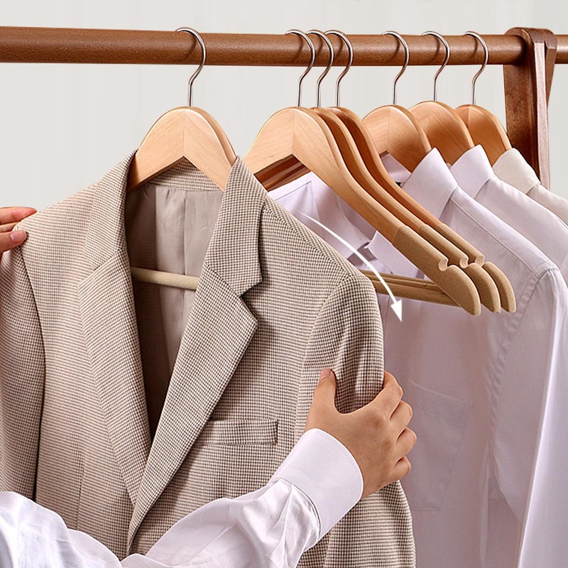 Velvet Wooden Hangers 20Pack,Natural Wood Suit & Coat Colthes Hanger,Non