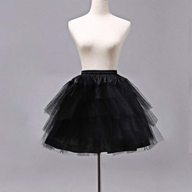 ZEKANXX Cosplay Maid Wear Pettiskirt Short No Hoops Petticoat Girls Ballet Mesh (black)