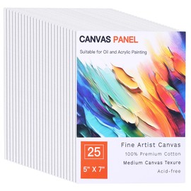 FIXWAL Canvas Boards for Painting 25 Pack, 5x7 Inch Canvases for Painting Art Paint Canvas Panels Gesso Primed White Blank Flat Canvas Boards Acrylics Oil Watercolor Tempera Paints