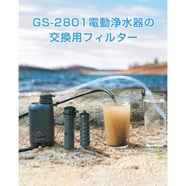 Greeshow GS-2801 Replacement Handheld Water Filter Built-in External Filter for Disaster Prevention Electric Water Filter Outdoor Filtration Camping Equipment Replacement Filter Emergency Water Deep Green 2 Pack