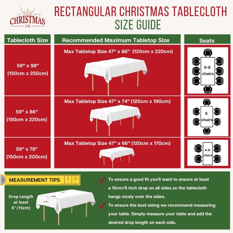 Scandi Christmas Table Cloths - Modern Nordic Design (220cm x