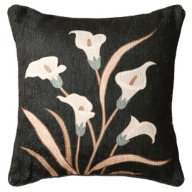 bilin gaier Black Throw Pillow Covers,Elegant Floral White Calla Lily Pattern Linen Pillowcases,Decorative Square Pillow Covers Cushion Covers for Couch Bed Sofa Chair 18x18 Inches
