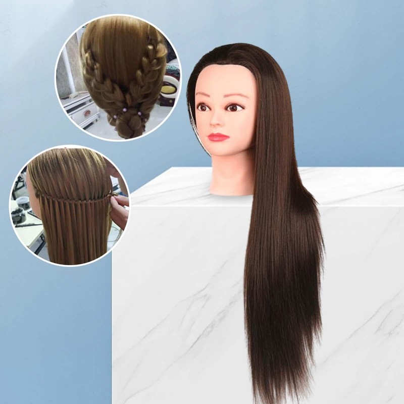 GARENDE Professional Hair Styling Mannequin Head with Long Brown Hair
