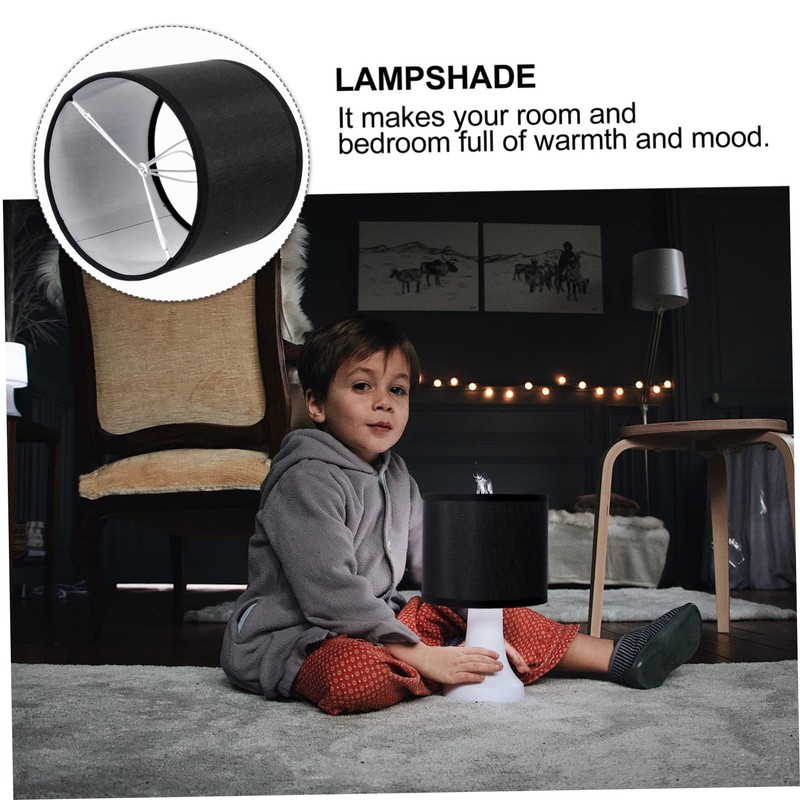 ORFOFE Linen Lampshade Large Black Cylinder Lampshade Home Decor Lamp