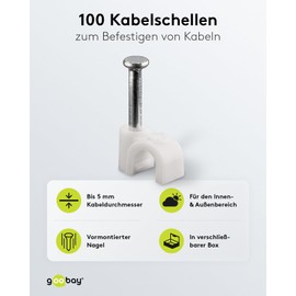 Fixpoint 17077 5 mm Cable Clip with Nail - White (100-Piece)