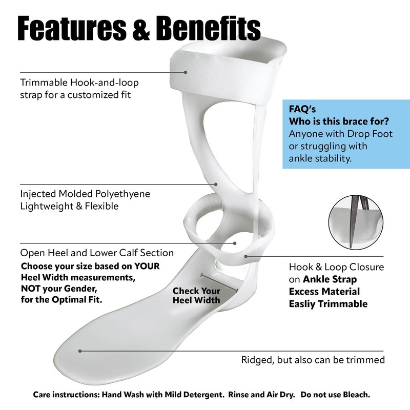 BraceOn AFO Swedish Drop Foot Stabilizer for Walking and Exercise,
