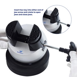 CTISMICE 5 Inch Ball Vise, Engraving Block Setting Tool with 2pcs Jaw, 32pcs Pin Plates Attachment, Pro-Ring Clamps for Jewelry Making, Small-Scale Engraving, 360° Rotation Jewelers Standard Ball Vice