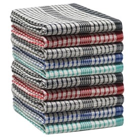 Casabella Wonderdry Tea Towels - 100% Cotton Kitchen Towels 50x70 cm Pack of 10 Cleaning Cloth, Highly Absorbent & Thick, Dish Cloths for washing up - Combo Tea Towels