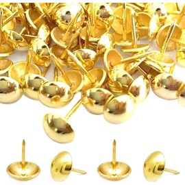 500 Pcs Upholstery Tacks, Gold Decorative Thumb Tacks, Furniture Push Nail Pins, Antique Push Studs Pins, Drawing Picture Chairs Carpet Nails Pins Studs Tacks(11 * 17mm)