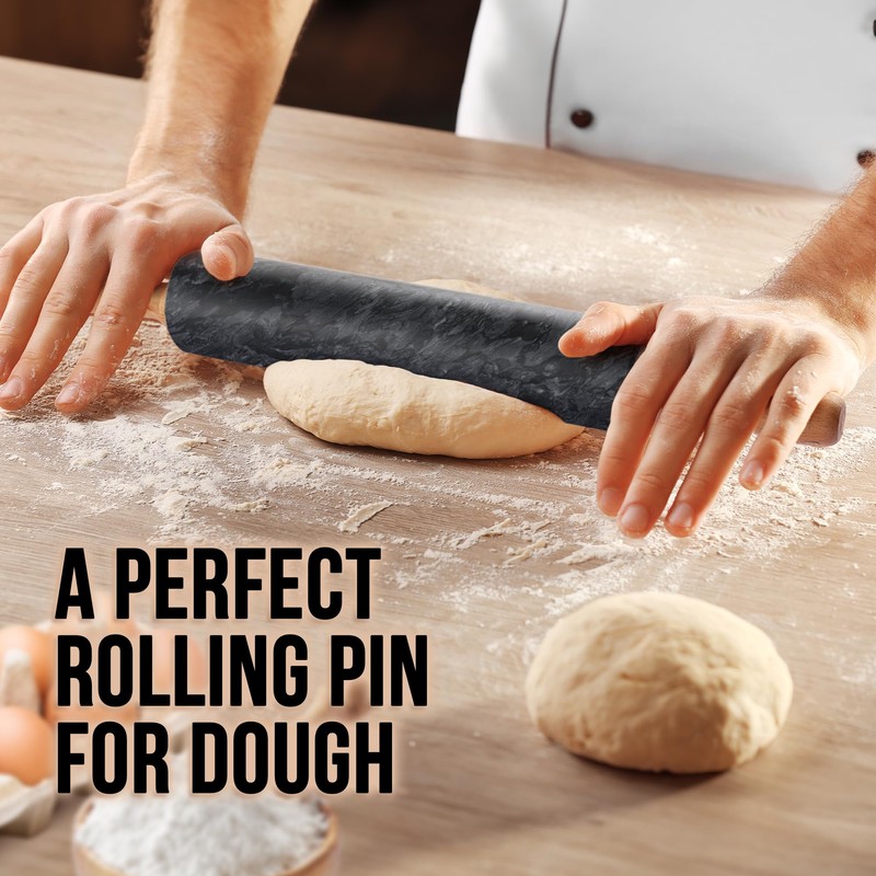 Zulay Kitchen 17-Inch Marble Rolling Pin With Stand - Polished