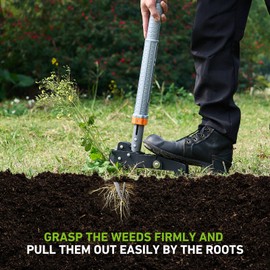 SOOTFRO Weed Puller Tool - Stand Up Weed Puller with 4-Claw Steel Head, 39"-46" Retractable Handle & Easy-Eject Mechanism for Dandelions, Clover & More, No Bending or Kneeling