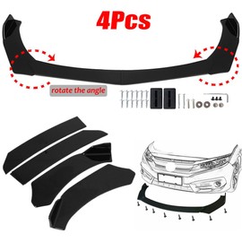 Evargc Universal 69.98'' Adjustable Car Front Bumper Lip Spoiler + 86.6" Side Skirt Splitter + 18.89" Rear Lip + Adjustable 8-11" Splitter Rods