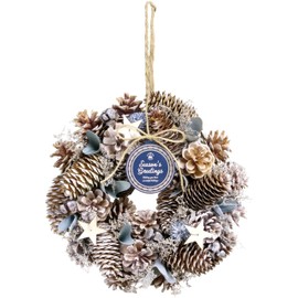 SG Wonder Zone 660-053 Wreath, Diameter 9.8 inches (25 cm), Blue, Pinecone, Christmas Wreath, Comes in a Presentation Box, Gift, Gift, Decoration, Entryway, Flower Wreath, Interior, Events, Store