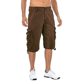 Kolongvangie 3/4 Capri Pants Shorts Men's Casual Daily Wear Moisture Wicking Casual Travel Utility Shorts with Multi Pockets G1##