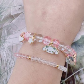 CJIAYUJEW Cute Bracelet Crystal Pearl Bracelet, Anime Elastic Stretch Crystal Bead Bracelets Lovely Cartoon Elastic Beaded Bracelets for Women