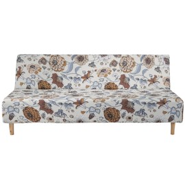 MIFXIN Stretch Armless Sofa Cover Futon Slipcover Elastic Spandex Folding Sofa Bed Non-Armrest Couch Cover Furniture Protector for Foldable Sofa Without Armrests (Chrysanthemum)