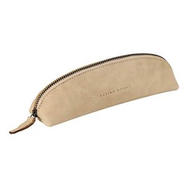 Clairefontaine 103512C - A Flying Spirit triangular pencil case 18x4x4 cm, in aged lambskin, Beige