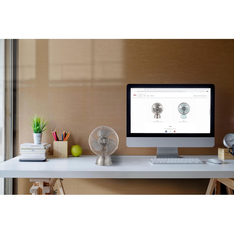 Good Housekeeping 92512 All-Metal 5" Retro Oscillating USB-Powered Personal Fan,