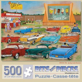 Bits and Pieces - 500 Piece Jigsaw Puzzle for Adults 18" x 24" - Drive Inn - 500 pc Classic Americana Jigsaw by Artist Kay Lamb Shannon