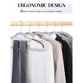 HOUSE DAY Plastic Hangers 50 Pack, Grey Plastic Clothes Hangers Non Slip with Rubber Grip, Heavy Duty Hanger with 360° Swivel Metal Hook, Ultra Thin Hangers Space Saving for Closet Organizer