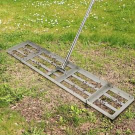 Lawn Leveling Rake, Stainless Steel Lawn Leveler with 48"x10" Ground Plate, Heavy Duty Effort Saving Lawn Level Tool for Yard Garden Golf Course, Ease Level Soil Sand Dirt Surfaces